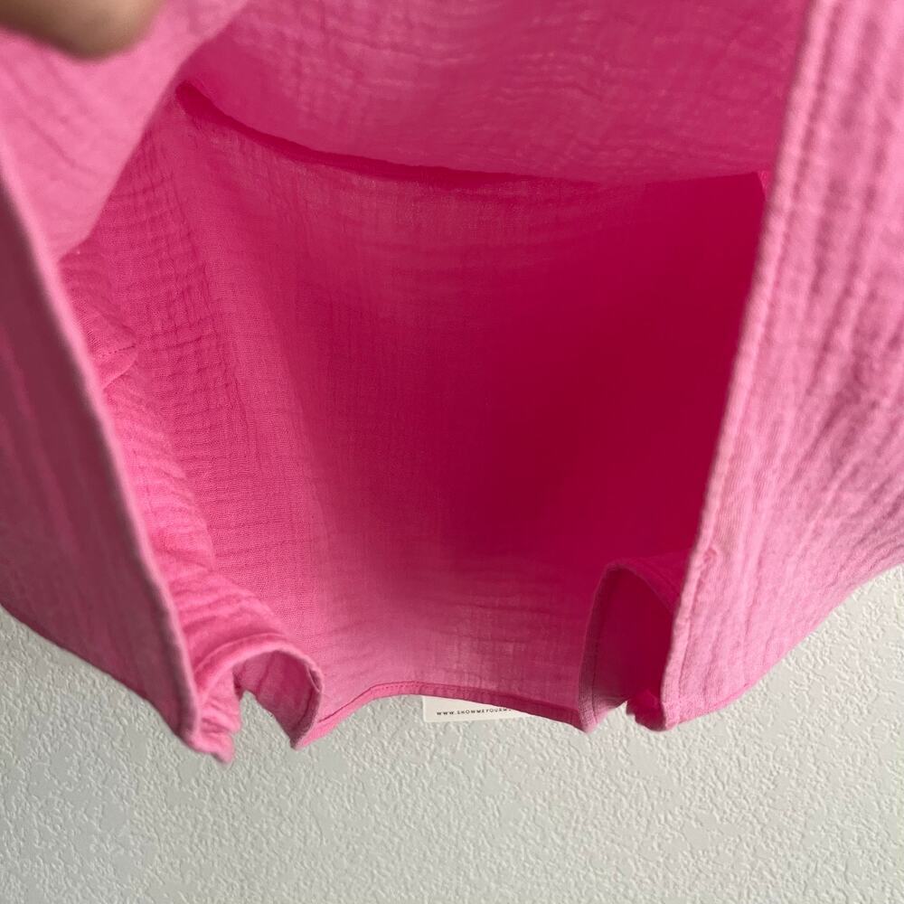 Show Me Your MuMu Pink Linen Tara Crop Top NWT - Picture 2 of 5
